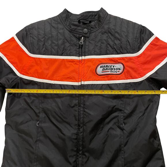 Harley-Davidson Black Nylon Racing Jacket | Orange Red Stripe 2007, M Vintage - Picture 10 of 13